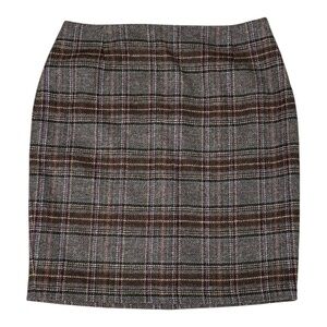 BODEN 100% Wool Tweed Skirt Size‎ 10 Brown Plaid Academia Y2K Schoolgirl Work